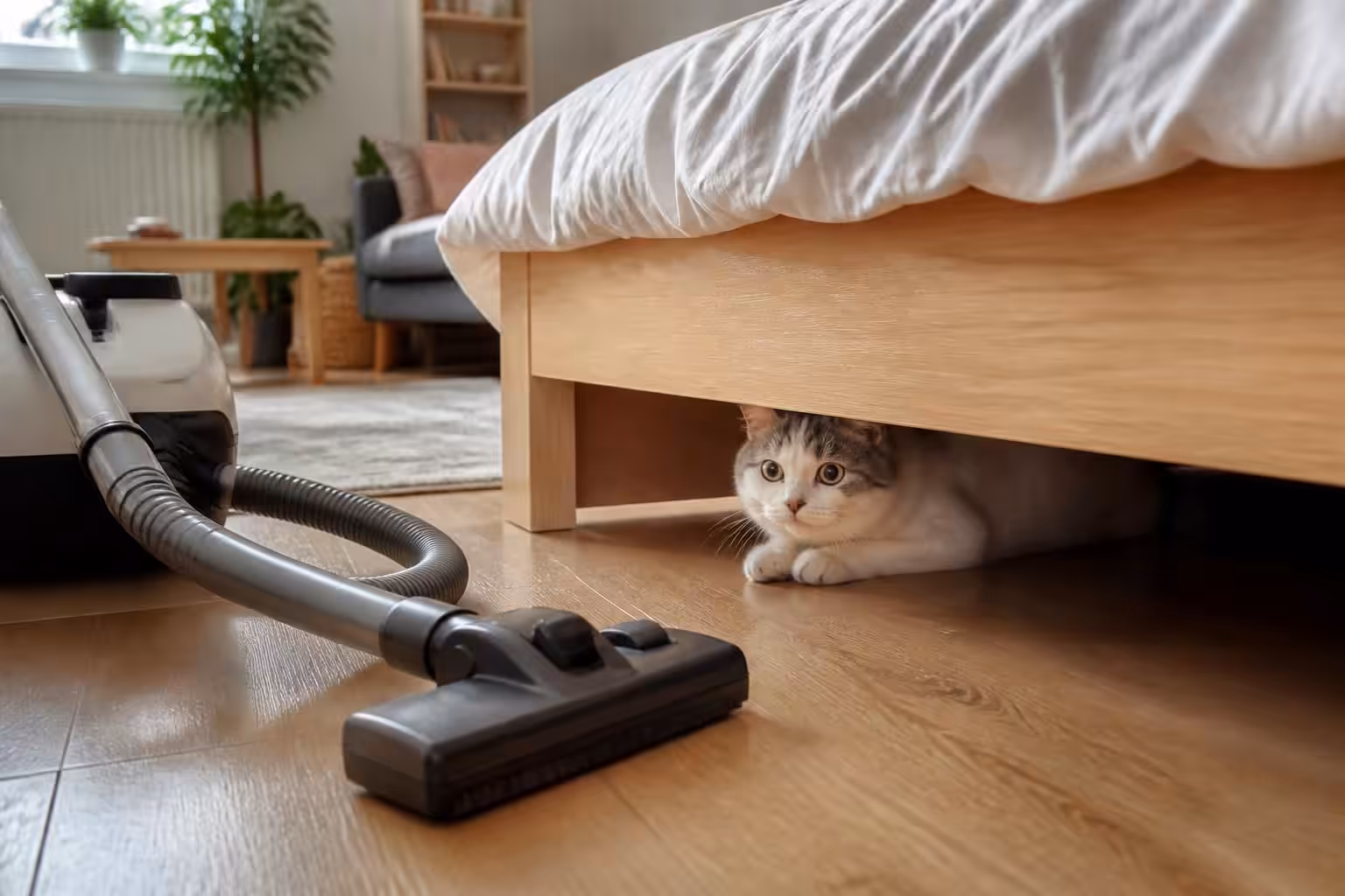 découvrez pourquoi votre chat se cache sous le lit à l'approche de l'aspirateur et ce que les vétérinaires expliquent sur ce comportement instinctif.